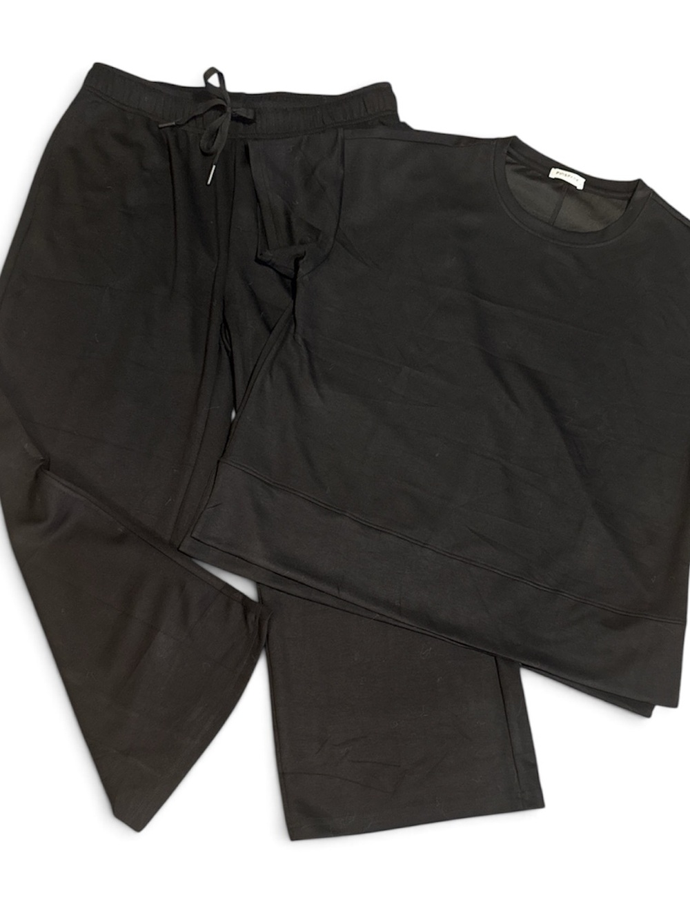 Women's Wide Leg Lounge Pants Set - Black Scuba material soft
